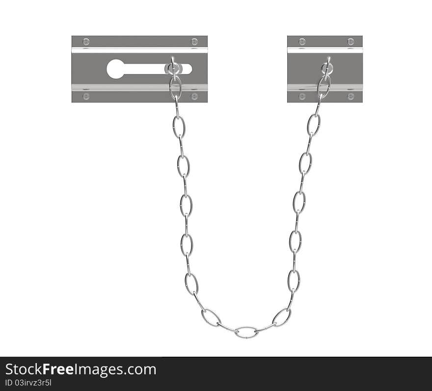 Door chain on a white background