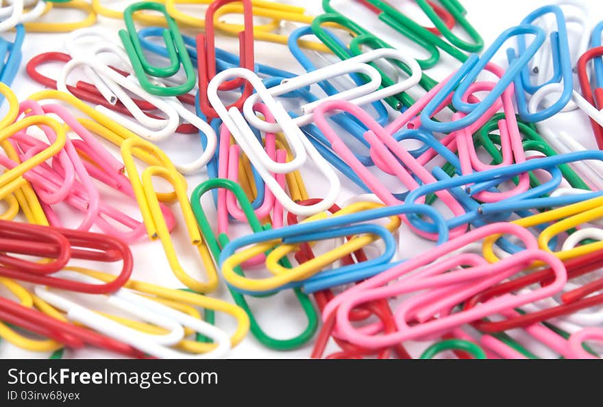 A lot of colored paper clips