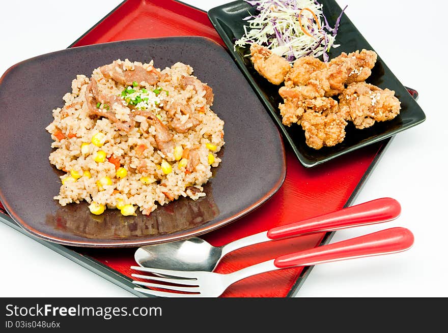 Japanese Cuisine -fried rice Teriyaki pork