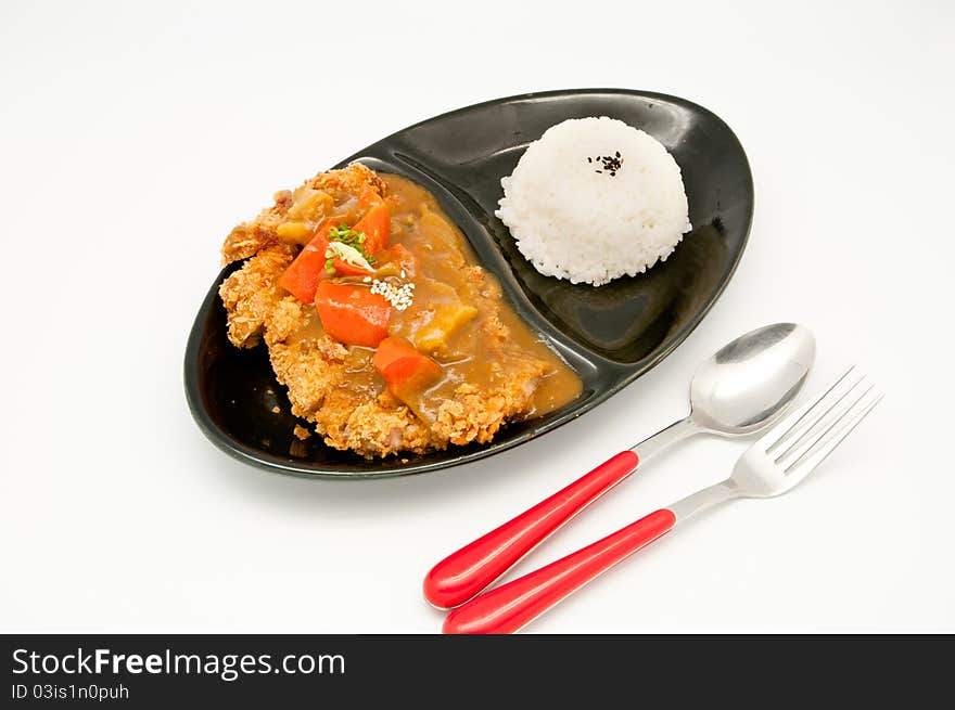 Rice with curry Chicken