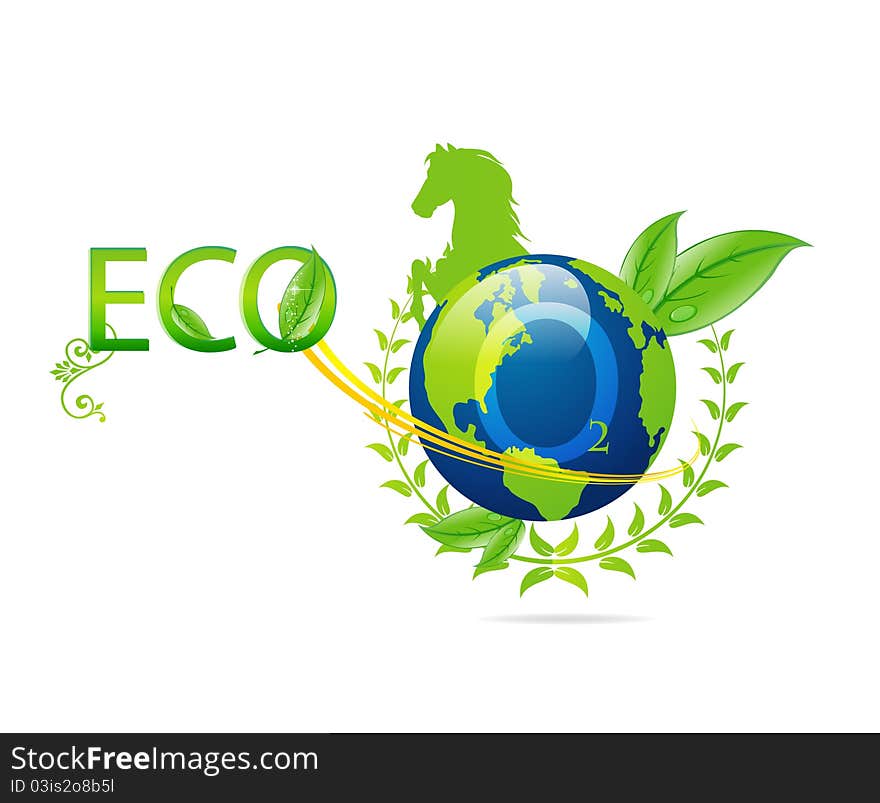 Green nature and eco blue earth sign isolated