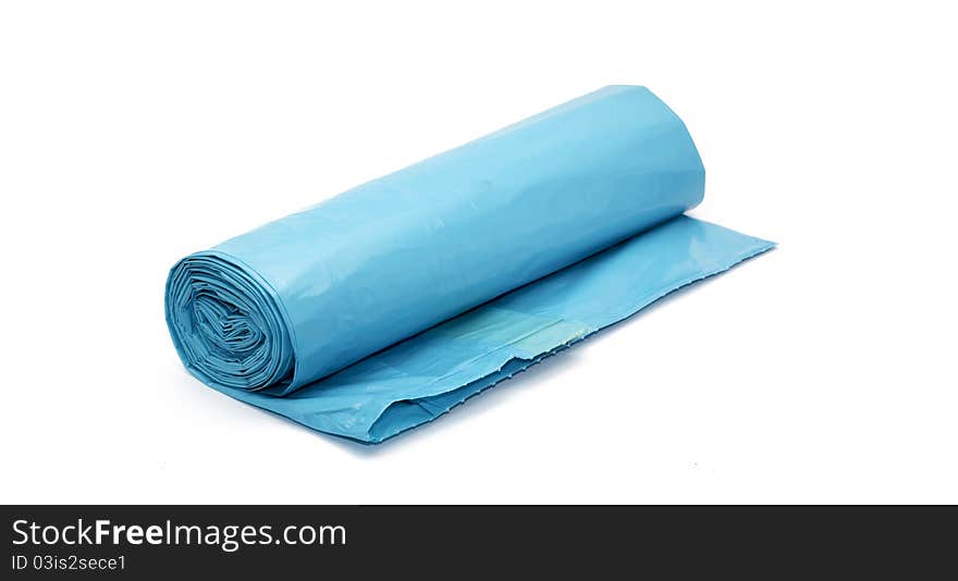 Blue plastic sack to waste