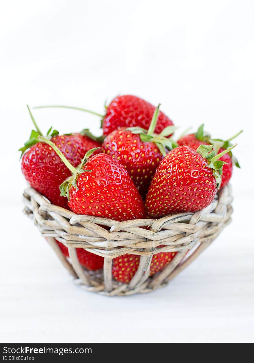 Beautiful strawberries in a basket. Beautiful strawberries in a basket