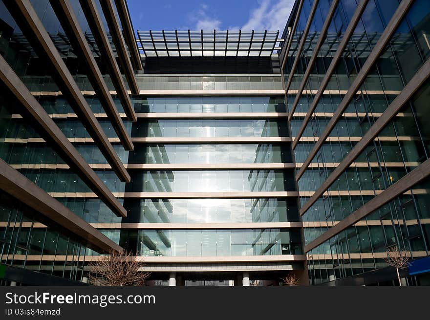 Modern building with sunny glasses