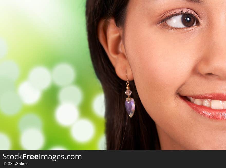 Teenage girl smiling naturally, Sunny Background. Teenage girl smiling naturally, Sunny Background