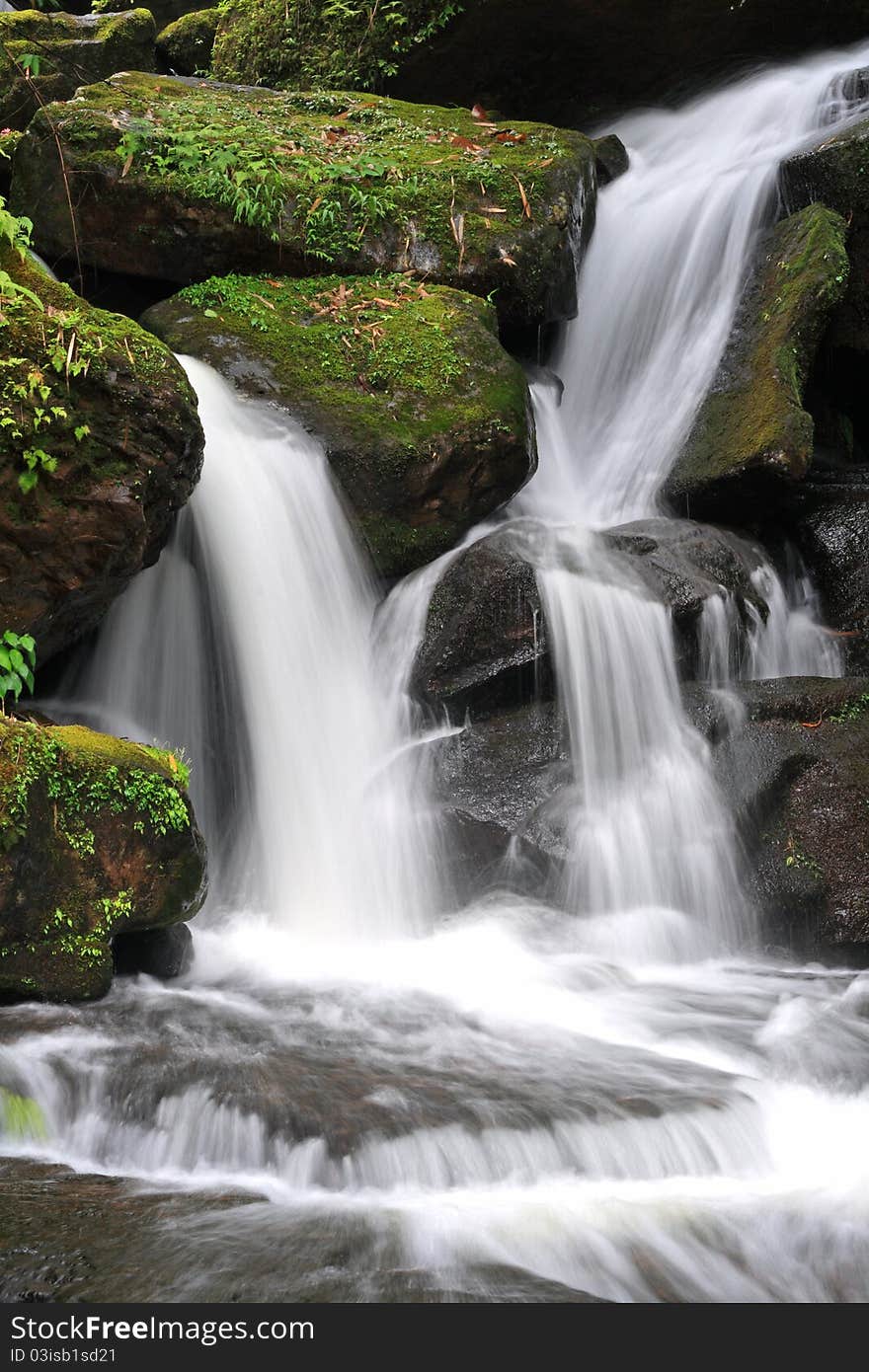 Beautiful and peaceful waterfall in the nature