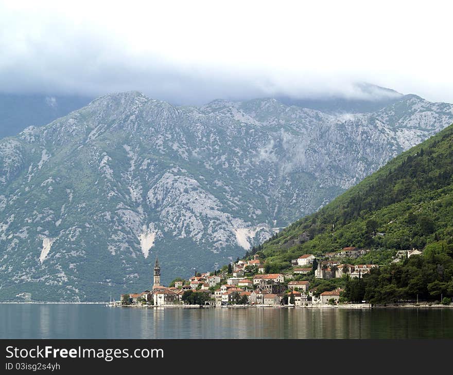 Kotor bay seaview daytime spring long focus