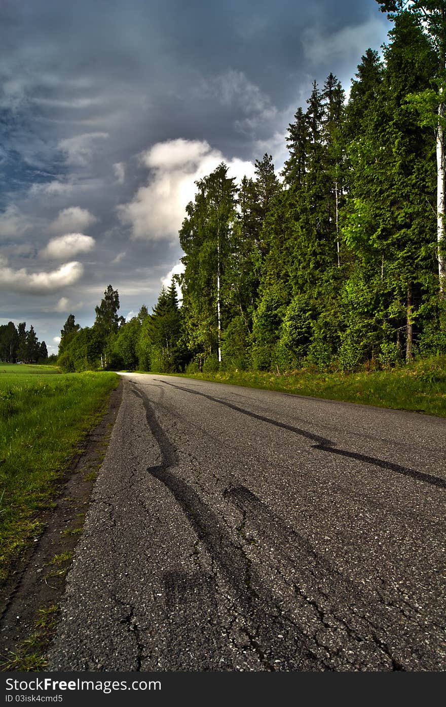 Road With Car Tracks