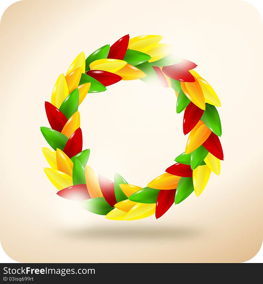 Wreath from colorful paprika on vintage background - illustration. Wreath from colorful paprika on vintage background - illustration