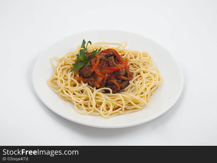 Spaghetti on a plate