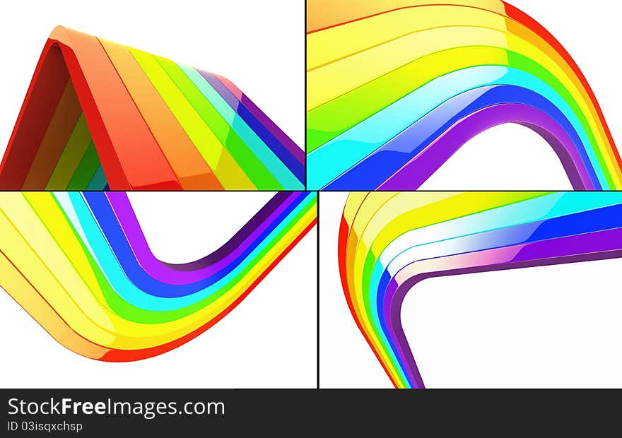 Beautiful Rainbow set on white background. Made in 3d. Beautiful Rainbow set on white background. Made in 3d.