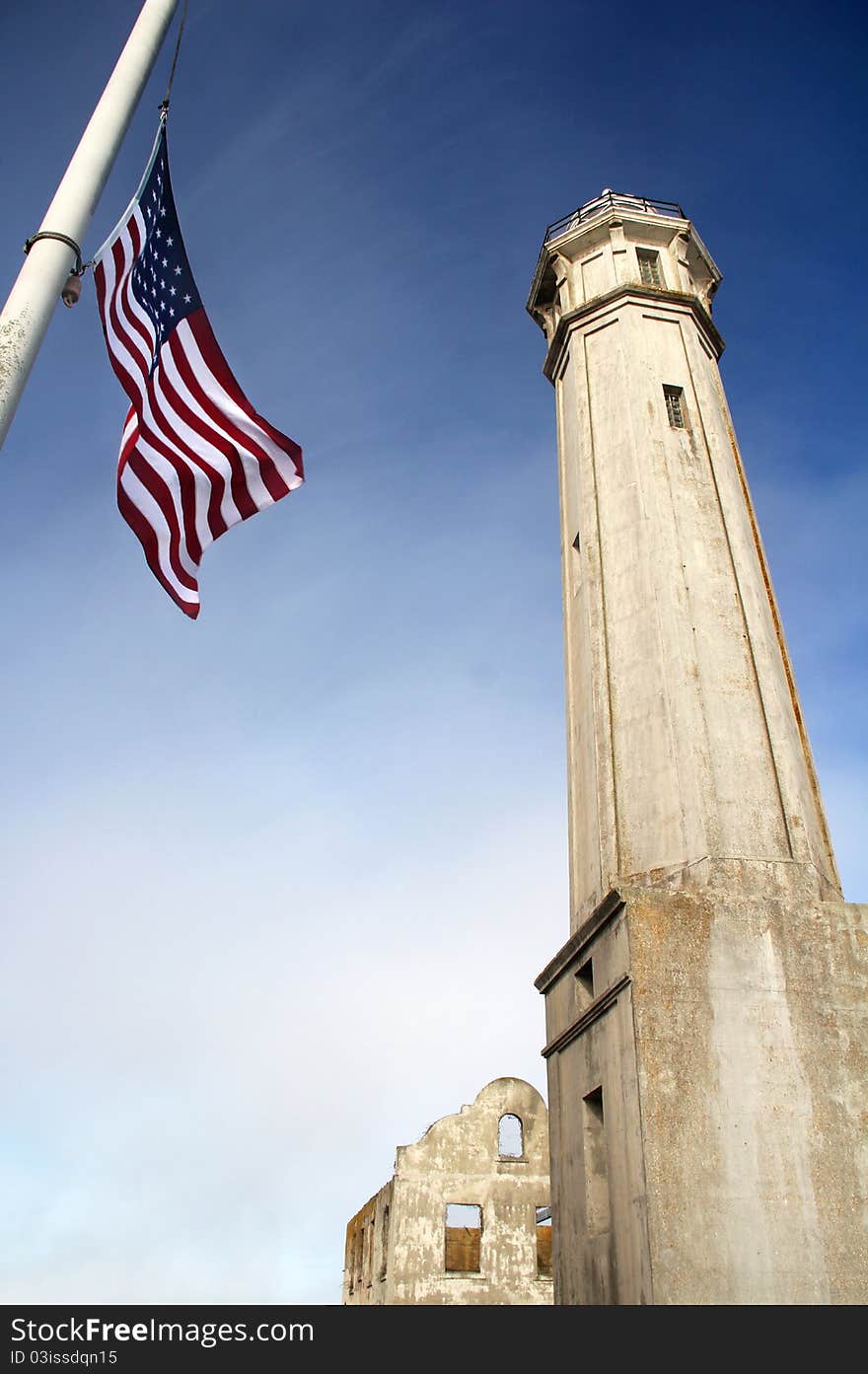 Stars And Stripes In A View From Alcatraz