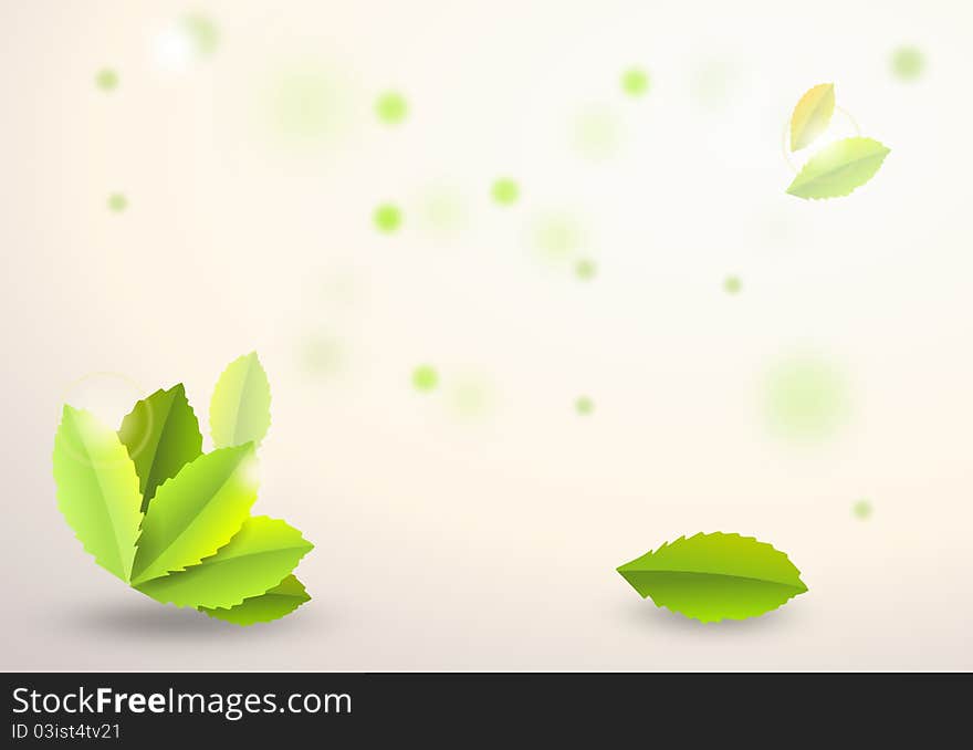 Abstract background with green leaves