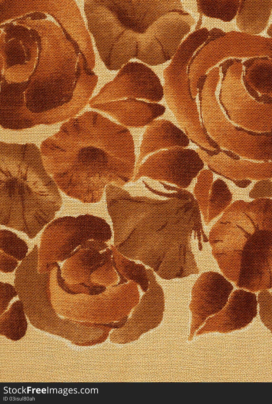 Flowered textile background brown and beige. Flowered textile background brown and beige.