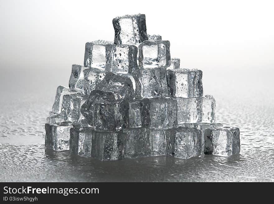 Wet ice cubes objects