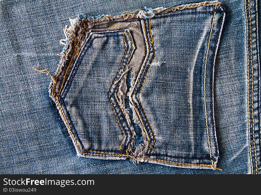 Back pocket of old jeans.