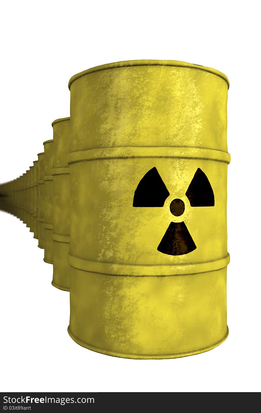 Series Of Nuclear Waste Barrel