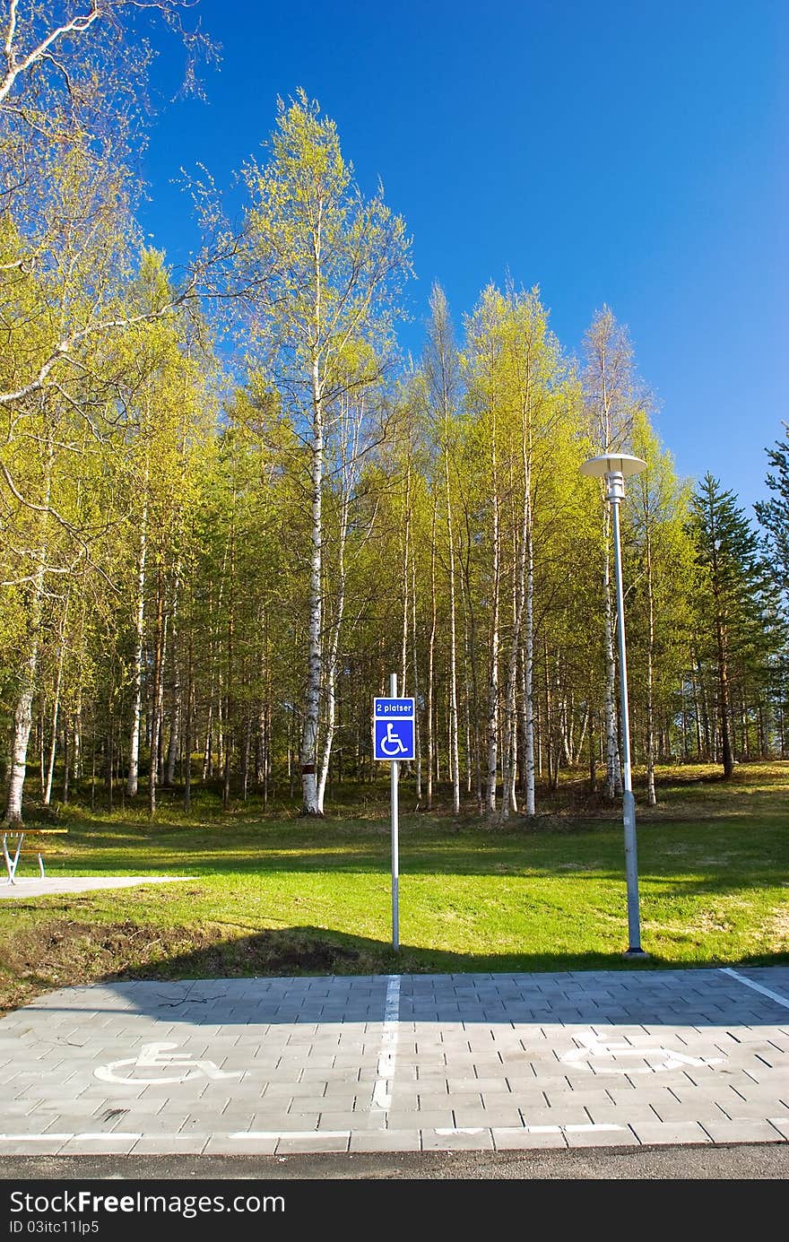 Handicapped parking near the green park. Handicapped parking near the green park