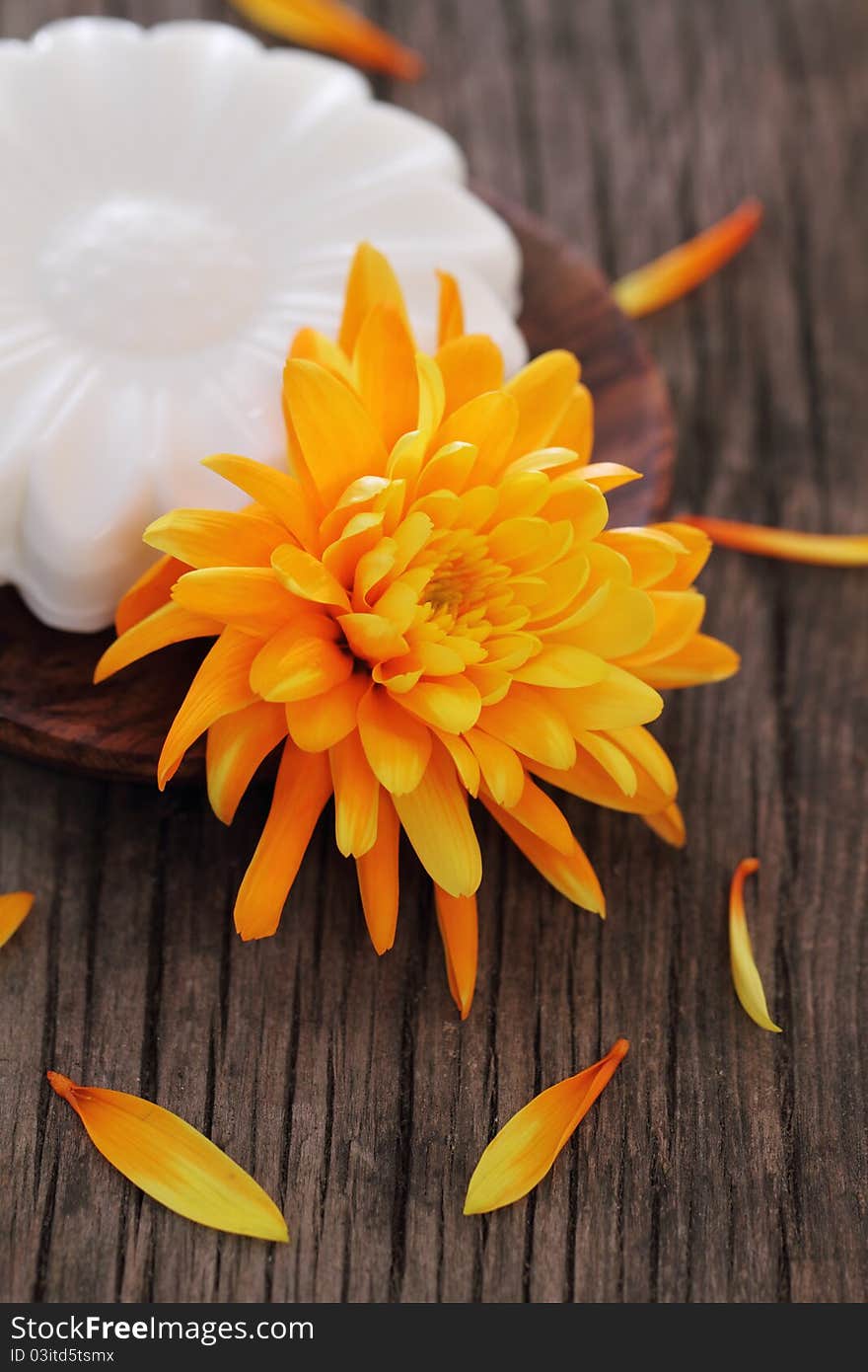 Natural soap with orange flower