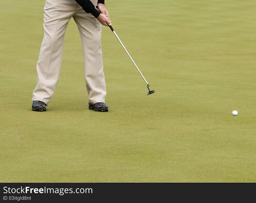 Golfer on the  Putting green Background closeup