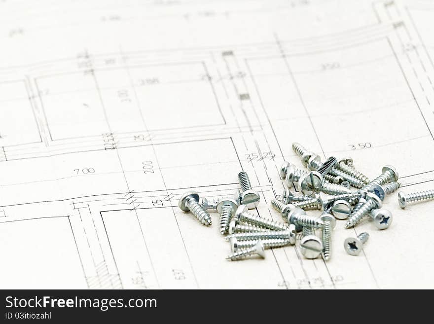 Blueprints detail background, architectural project