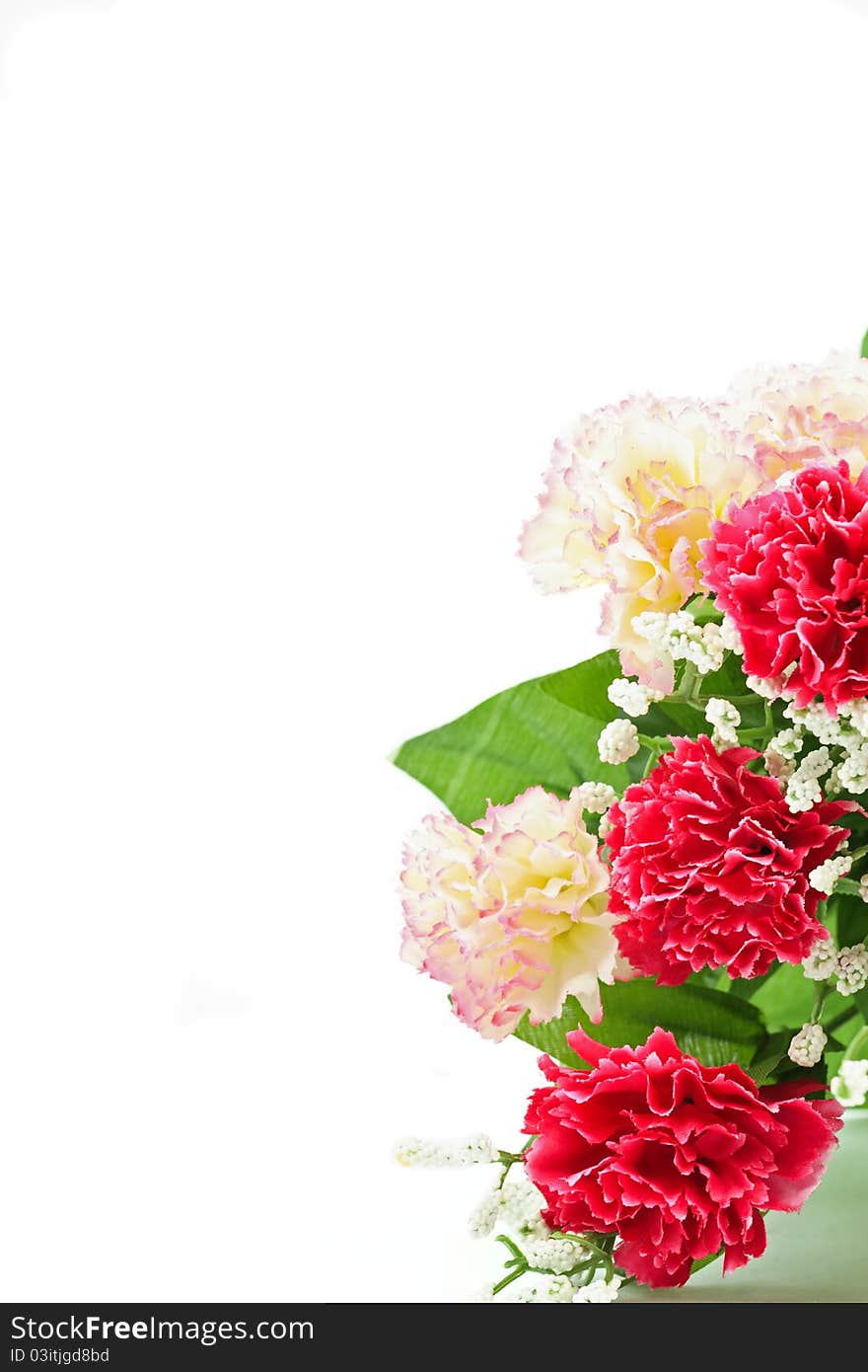 Close-up of a bridal bouquet isolated on white background