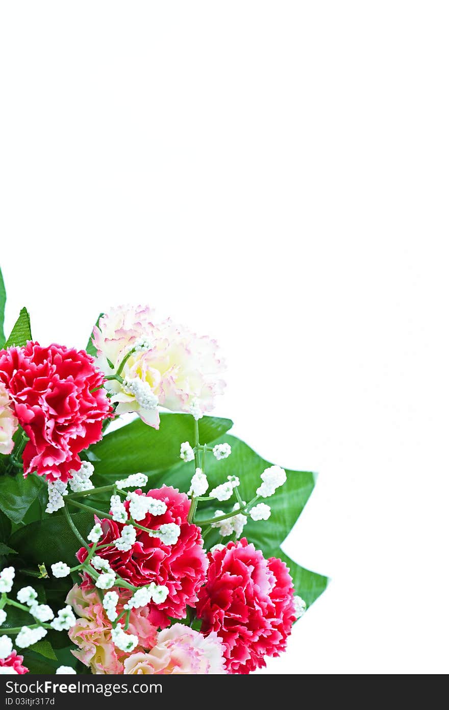 Close-up of a bridal bouquet isolated on white background