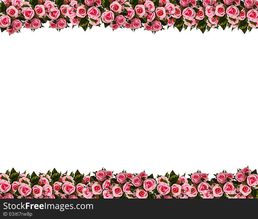 Picture frame by artificial pink roses. Picture frame by artificial pink roses