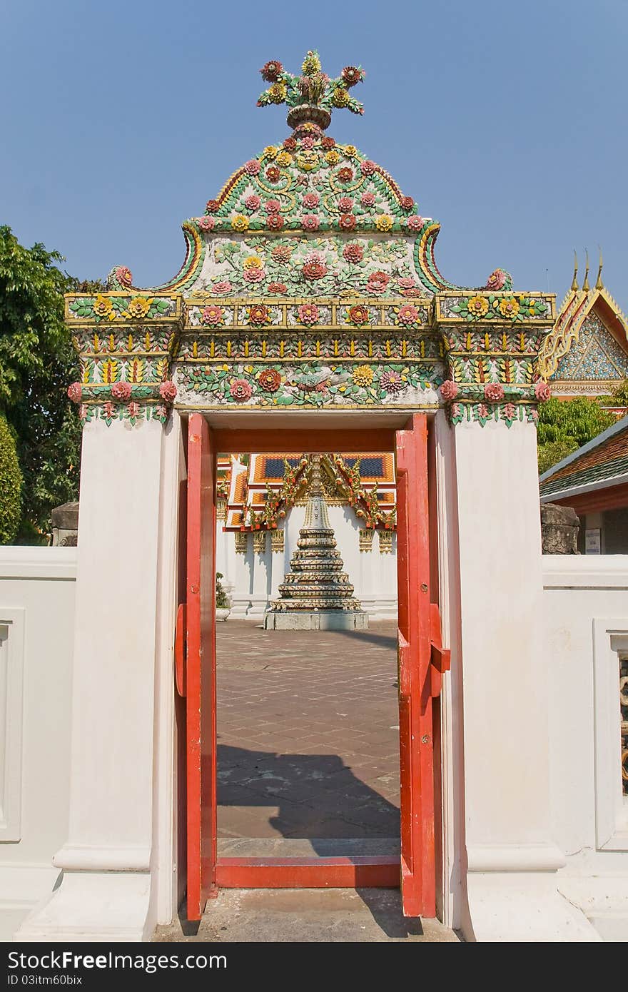 Arched entrance door. Inside the Wat Pho Thailand. Arched entrance door. Inside the Wat Pho Thailand