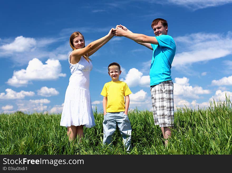 Family with children in summer day outdoors