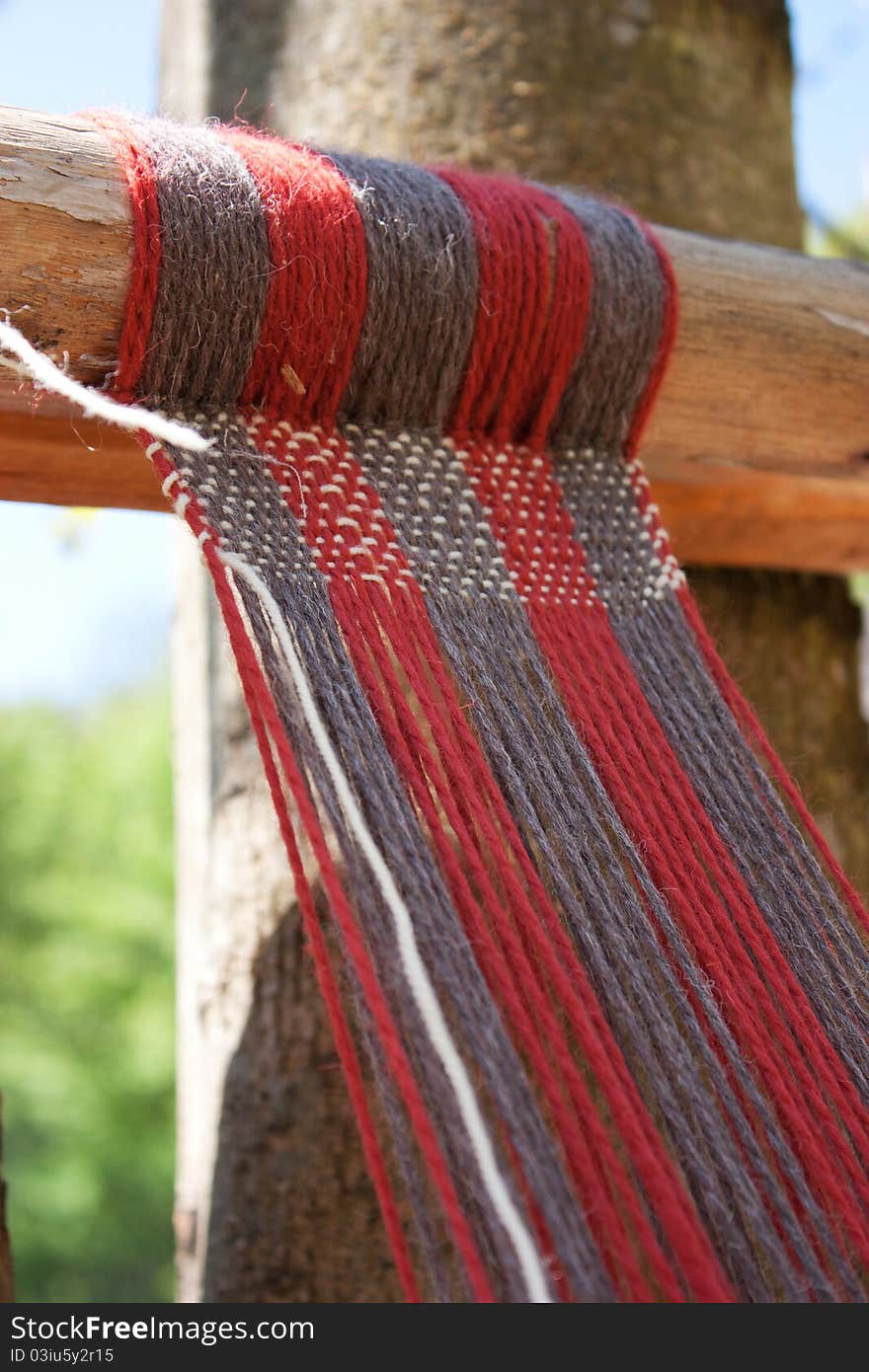 Medieval loom - exhibition of weaving old technics