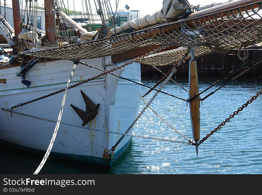 Old vintage wooden sail boat