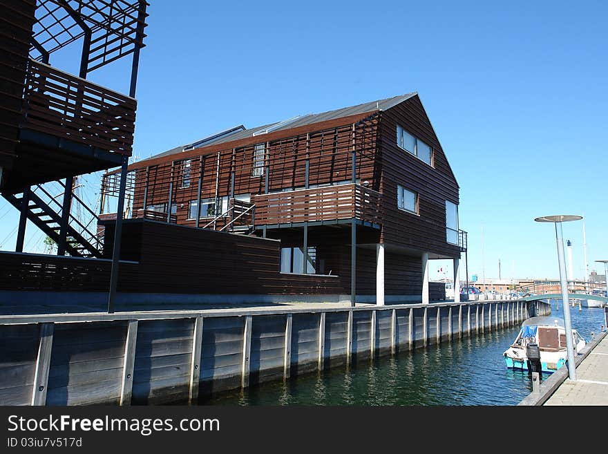 Modern design wooden house made with metal frame and glass