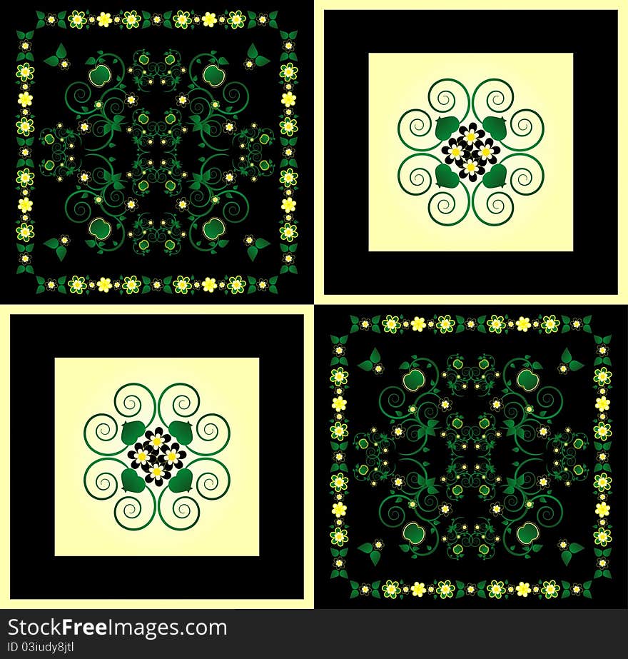 Pattern with flower on square background