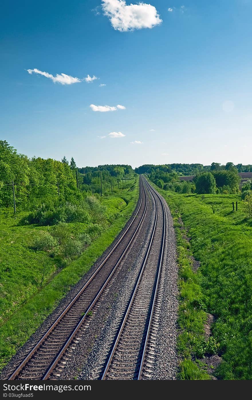 Railway in sunny summer day. Railway in sunny summer day