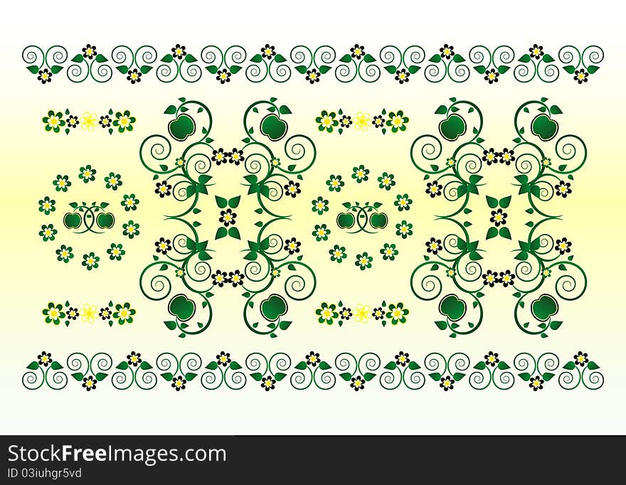 Horizontal Ornament With Flower