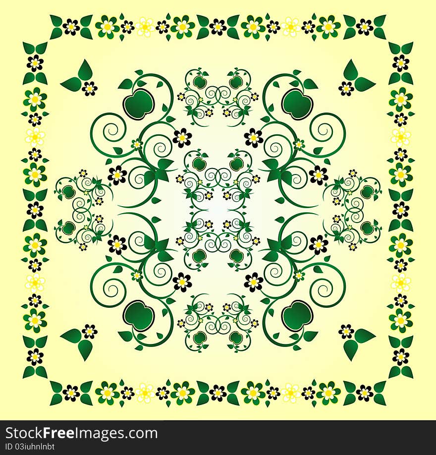 Pattern with flower and curl