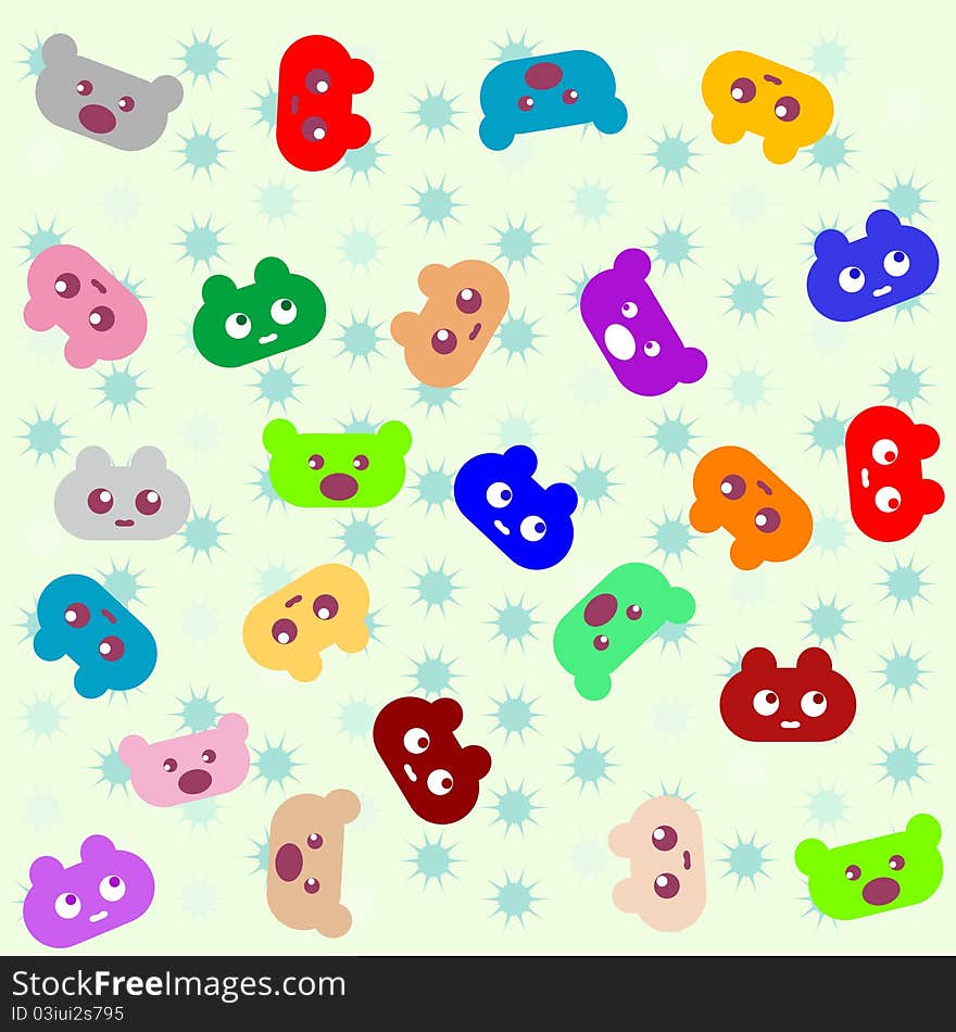 smile colored cartoon animals background