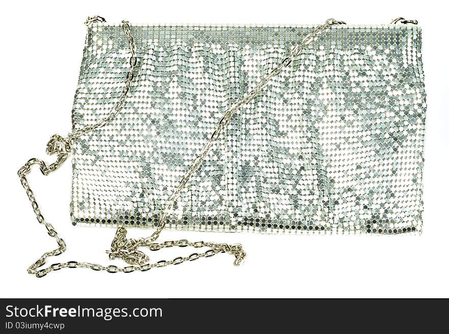 Silver woman purse isolated on a white background. Silver woman purse isolated on a white background