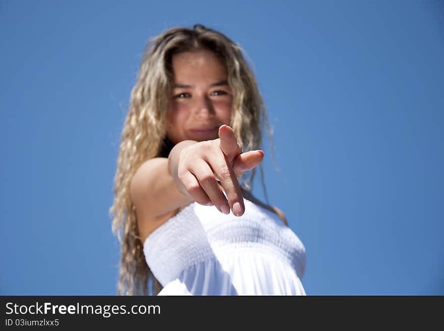 Girl points a finger