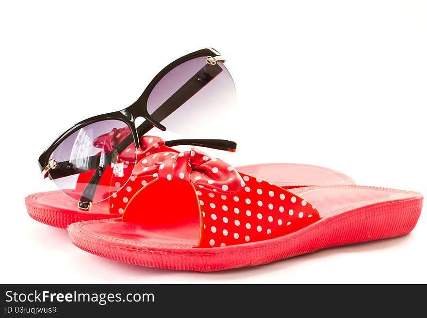 Beach flip-flops on a white background. Beach flip-flops on a white background