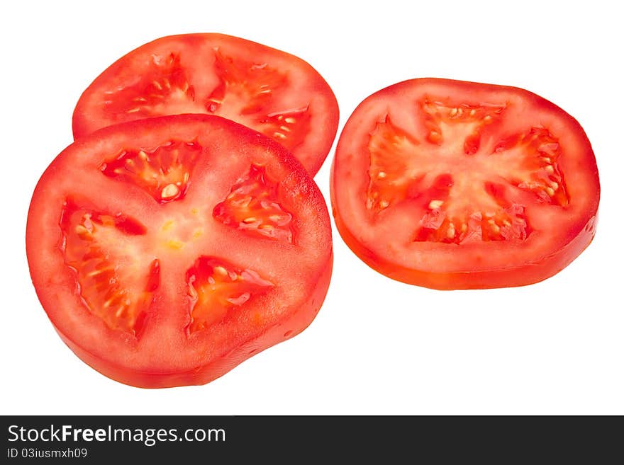 Sliced tomatoes isolated on white