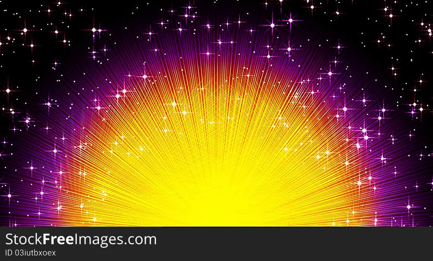 The abstract color gradient background composed of stars and lines