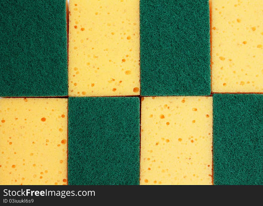 Green and yellow background of kinchen sponge. Green and yellow background of kinchen sponge