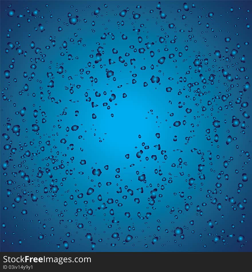 Blue background with many drops