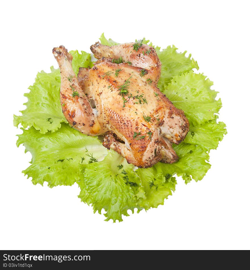 Grilled chicken with lettuce leaves