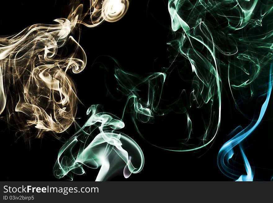 Color abstract of smoke in black background. Color abstract of smoke in black background