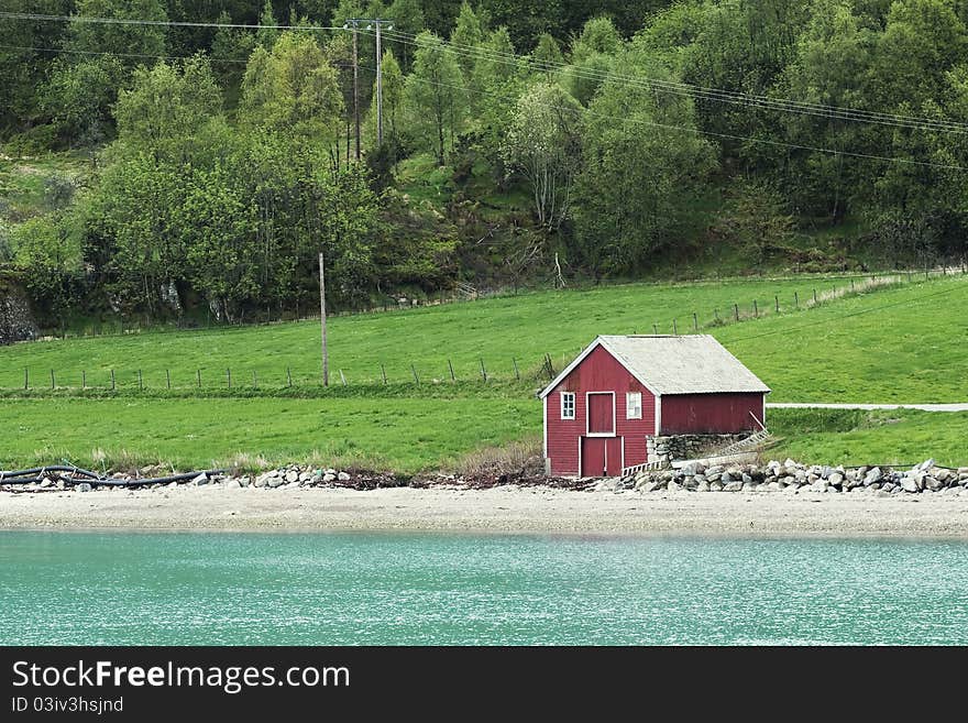 Typical norwegian boathouse