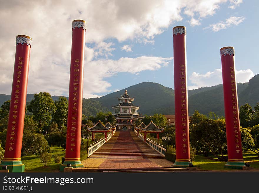 Pillars In Front Of Chi Kong Temple