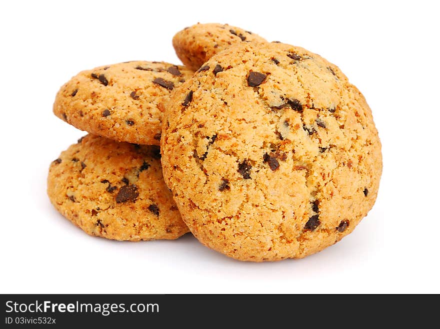 Cookies with chocolate isolated on white background